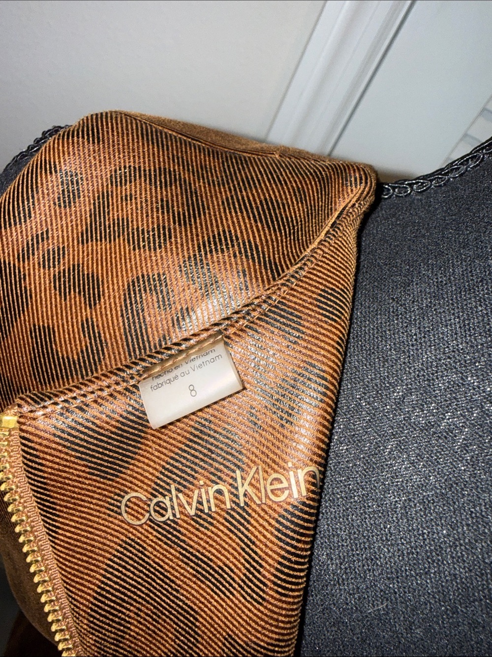 Calvin Klein Brown Leopard-Print Sleeveless Midi Sheath Dress - Picture 5 of 6